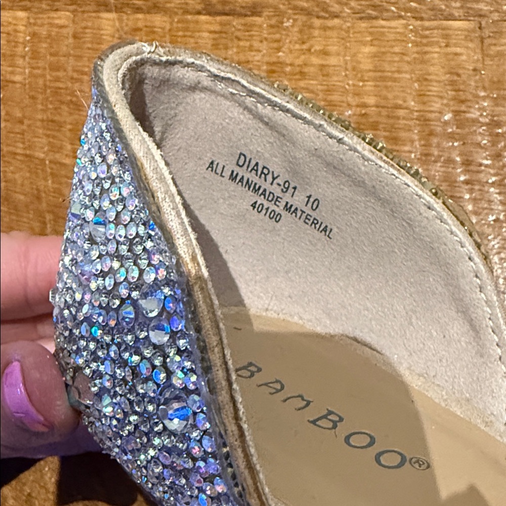 BAMBOO Silver Rhinestone Flats - Picture 3 of 7